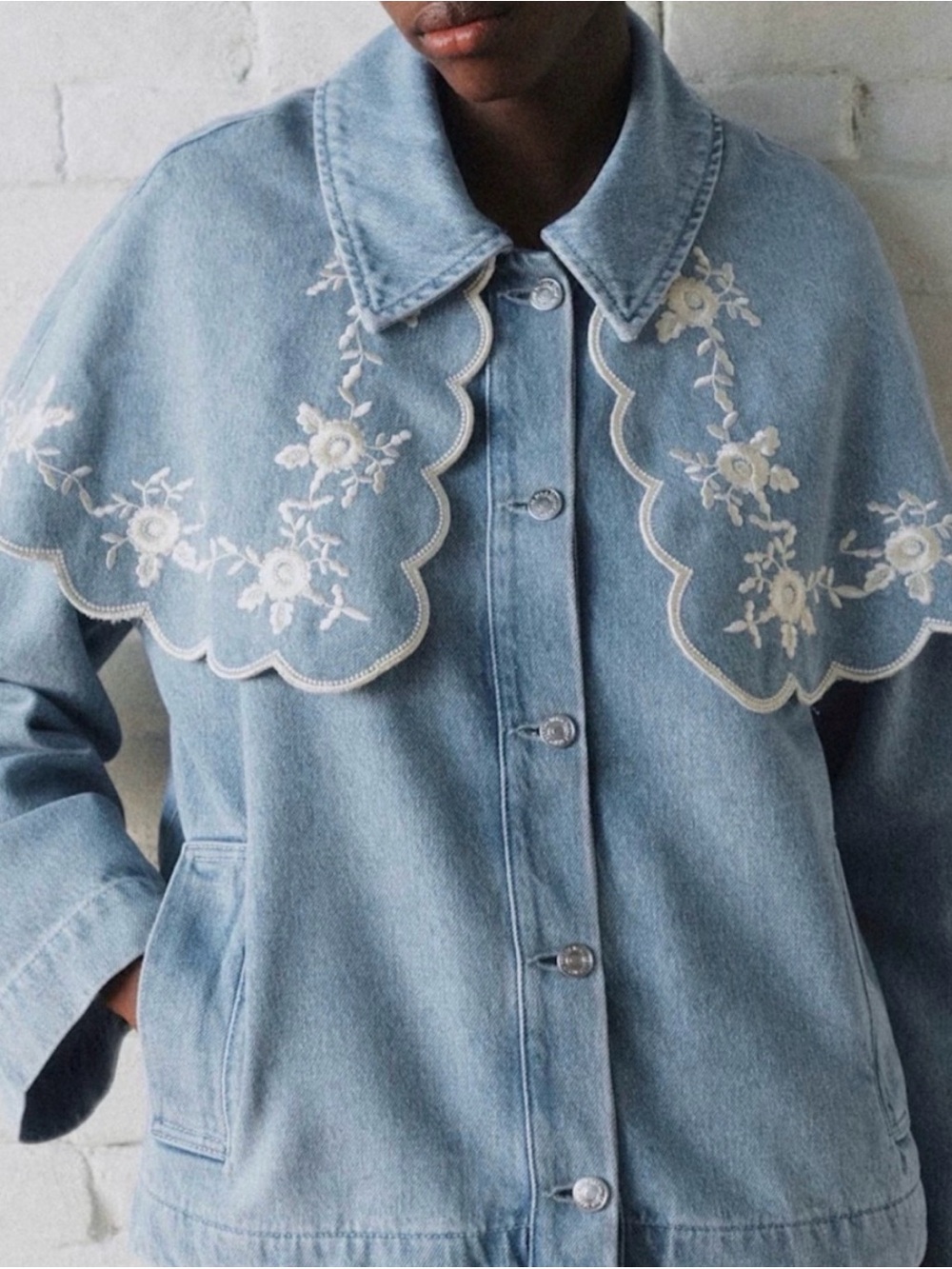 Sezane Josephine × Sea NY blue denim jacket